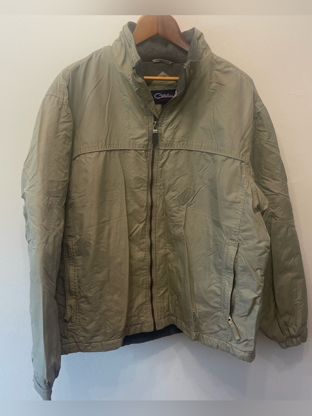 90s Catalina Fleece Lined Puffer/Windbreaker Tan Lrg Gorpcore
